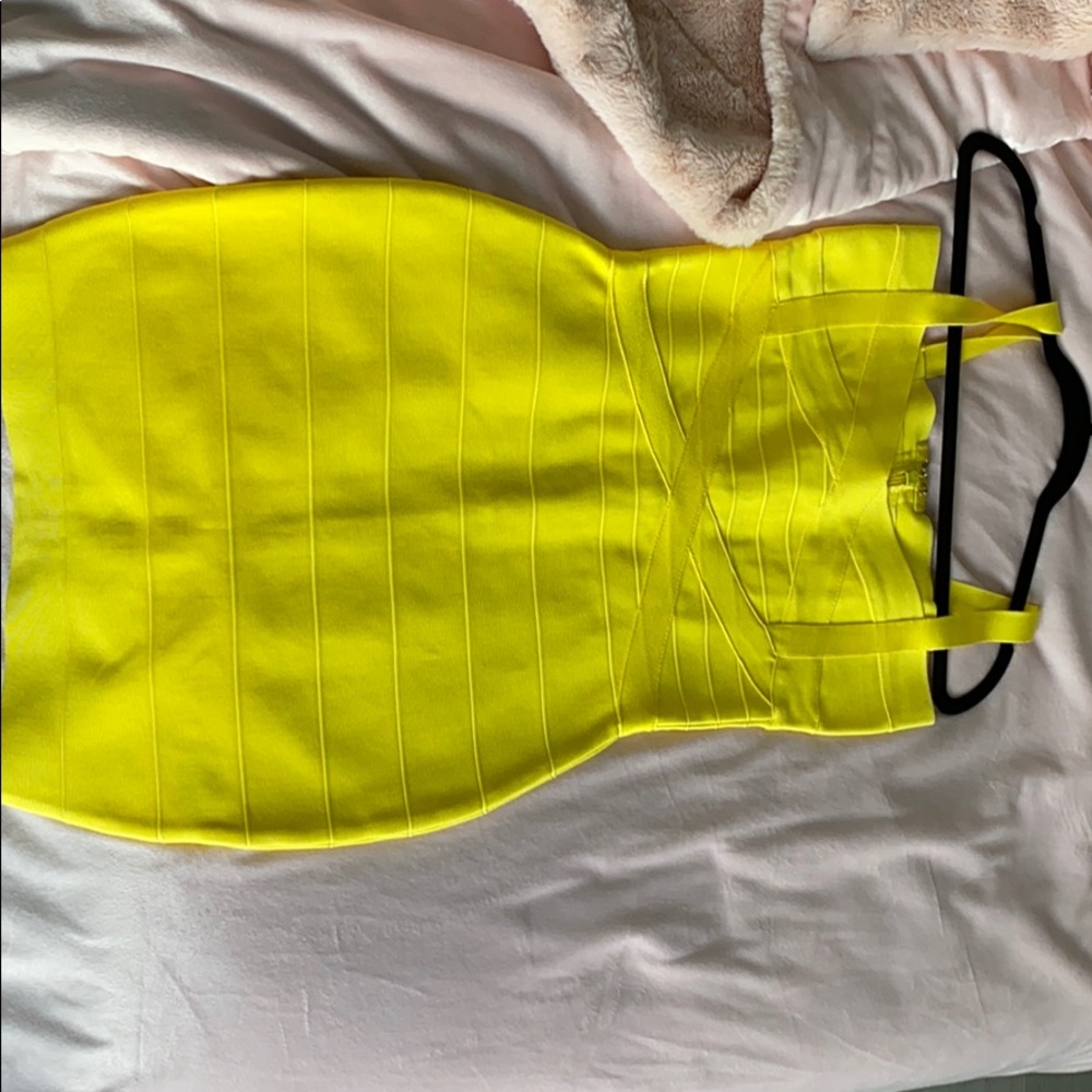 Yellow body con dress